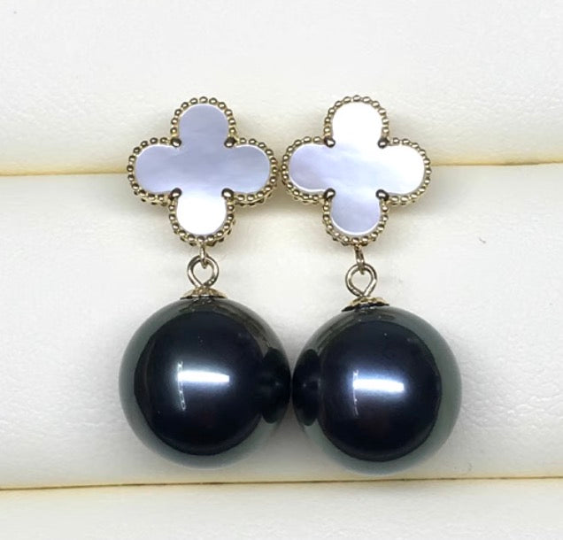 18k gold jewelry clover tahitian pearl mother of pearl