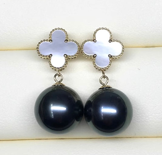 18k gold jewelry clover tahitian pearl mother of pearl