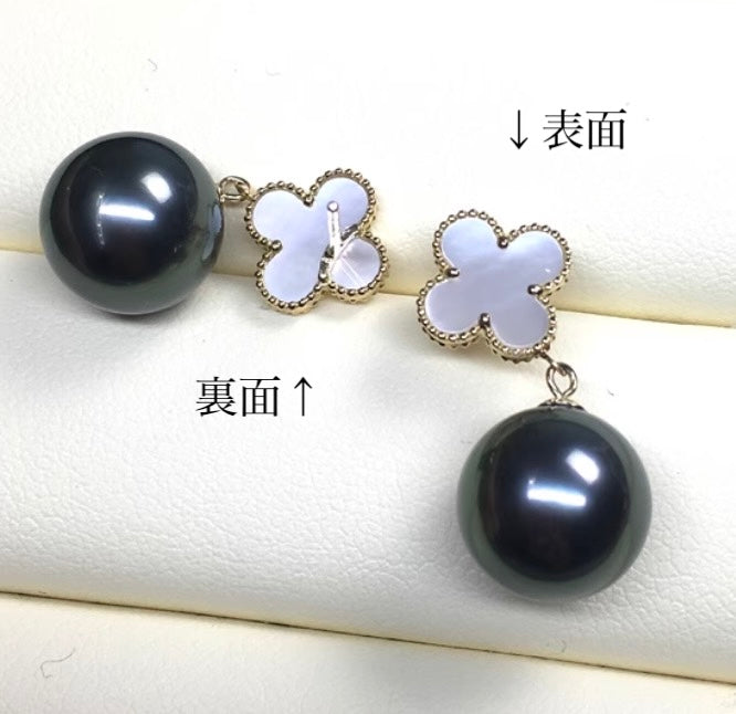 18k gold jewelry clover tahitian pearl mother of pearl