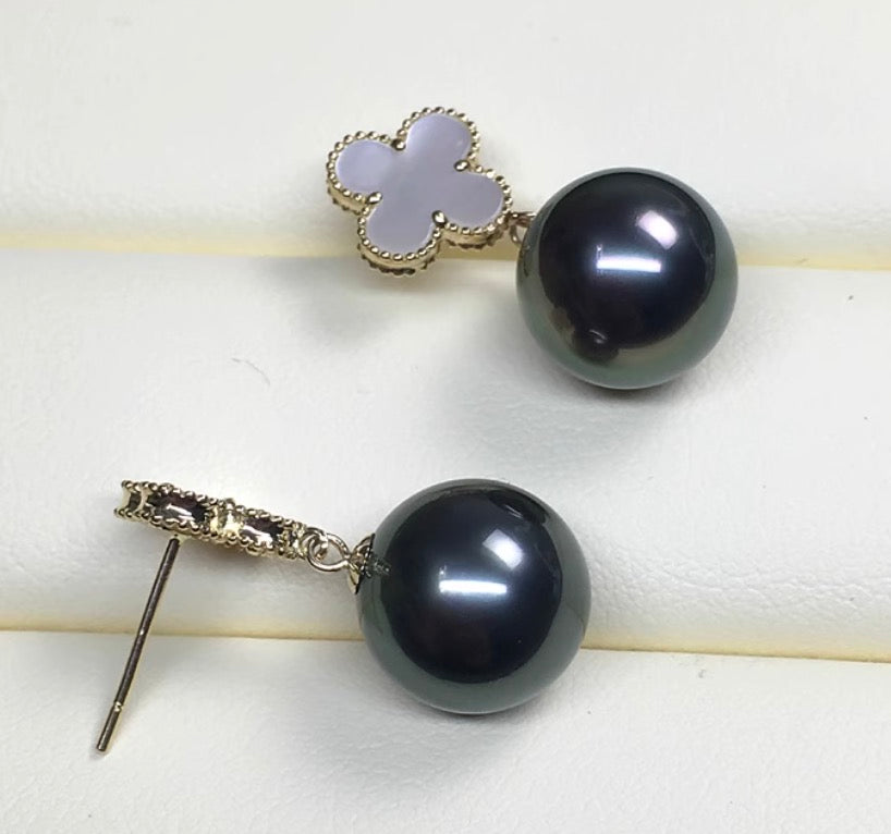 18k gold jewelry clover tahitian pearl mother of pearl
