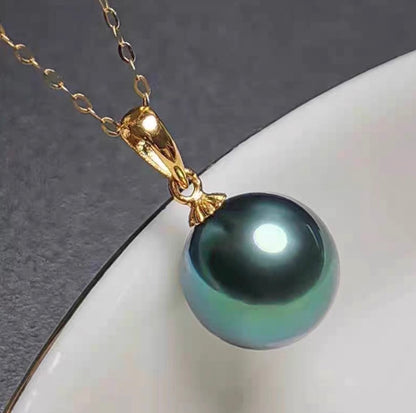 18k yellow gold tahitian pearl earrings peacock green pendant