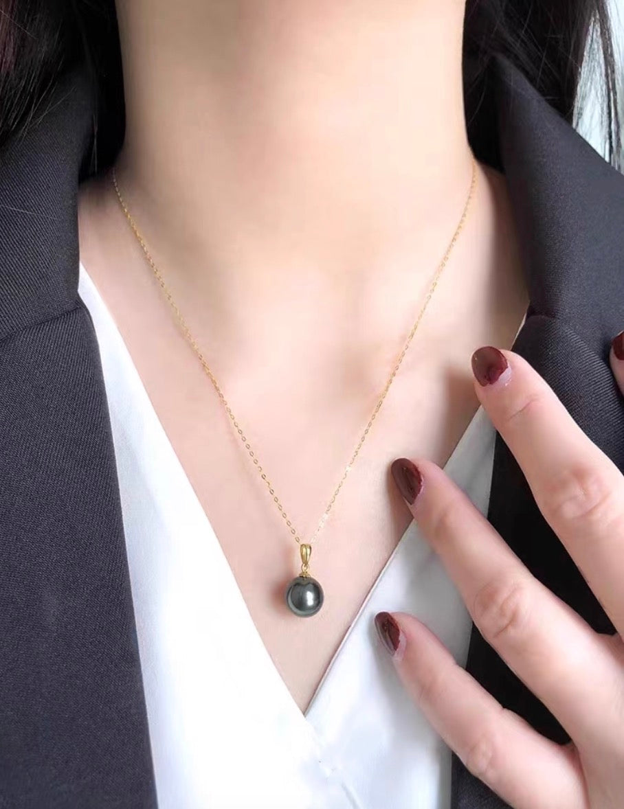 18k yellow gold tahitian pearl earrings peacock green pendant