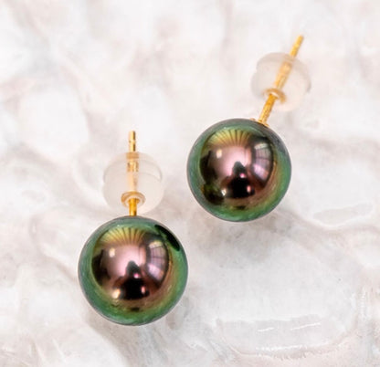 k18 タヒチアンパール ピーコックグリーン ピアス