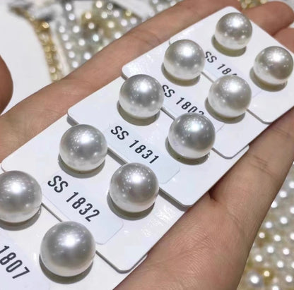 18k yellow gold white pearl earrings