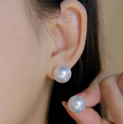 18k yellow gold white pearl earrings