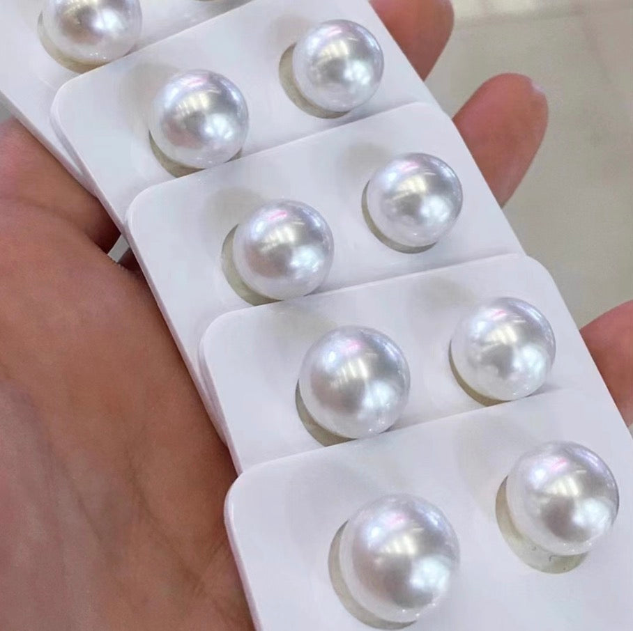 18k yellow gold white pearl earrings