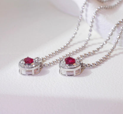 18k white gold jewelry heart diamonds ruby