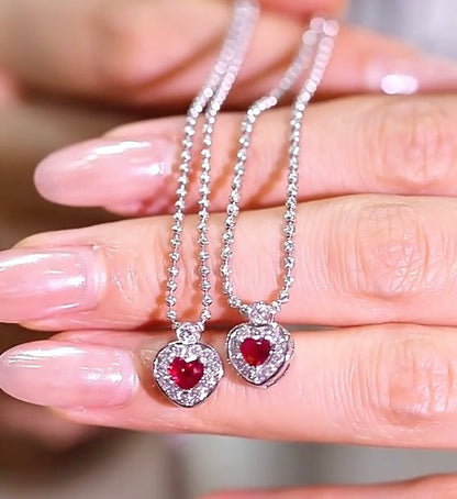 18k white gold jewelry heart diamonds ruby