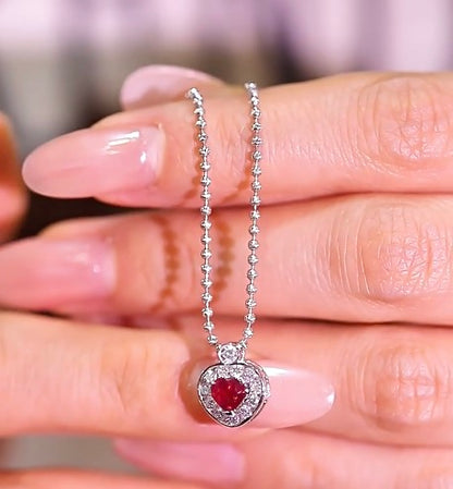 18k white gold jewelry heart diamonds ruby