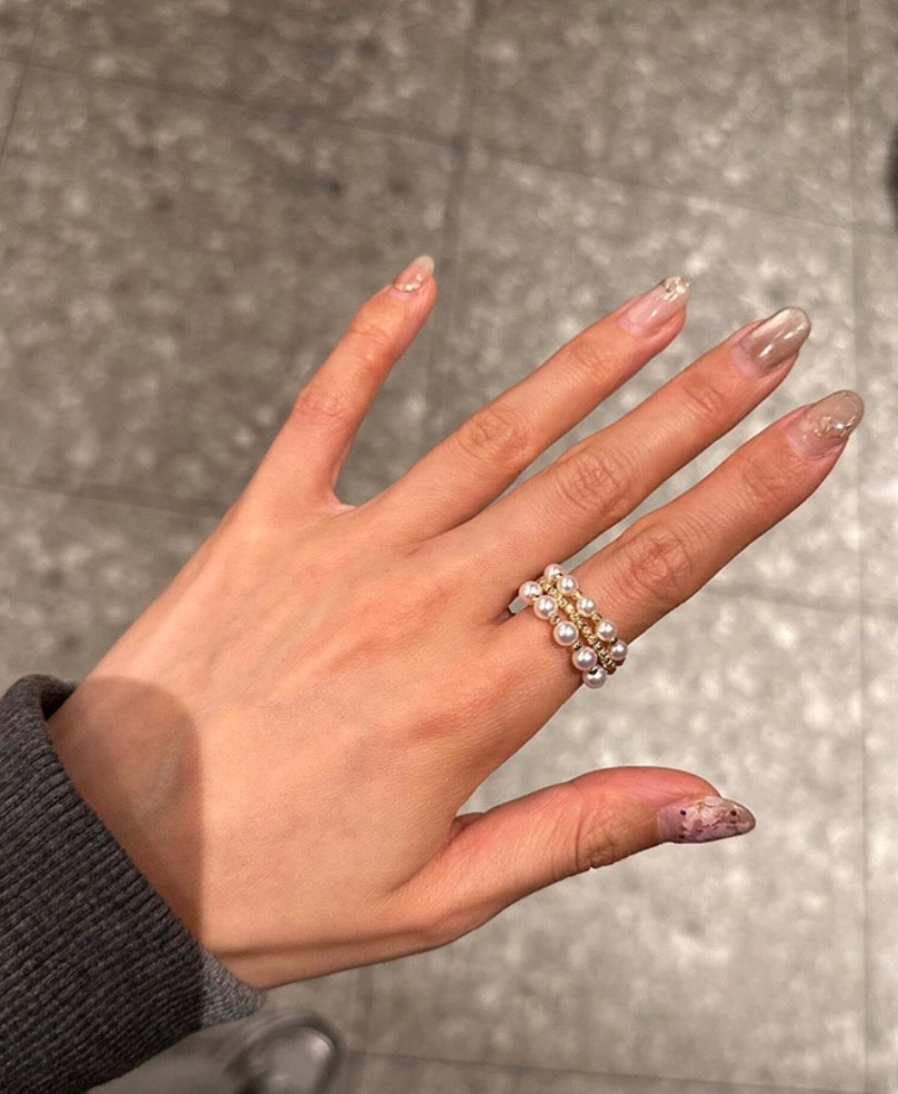 18k yellow gold akoya pearl wired ring