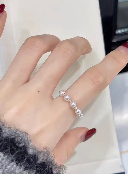 18k yellow gold akoya pearl wired ring