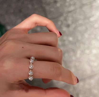 18k yellow gold akoya pearl wired ring