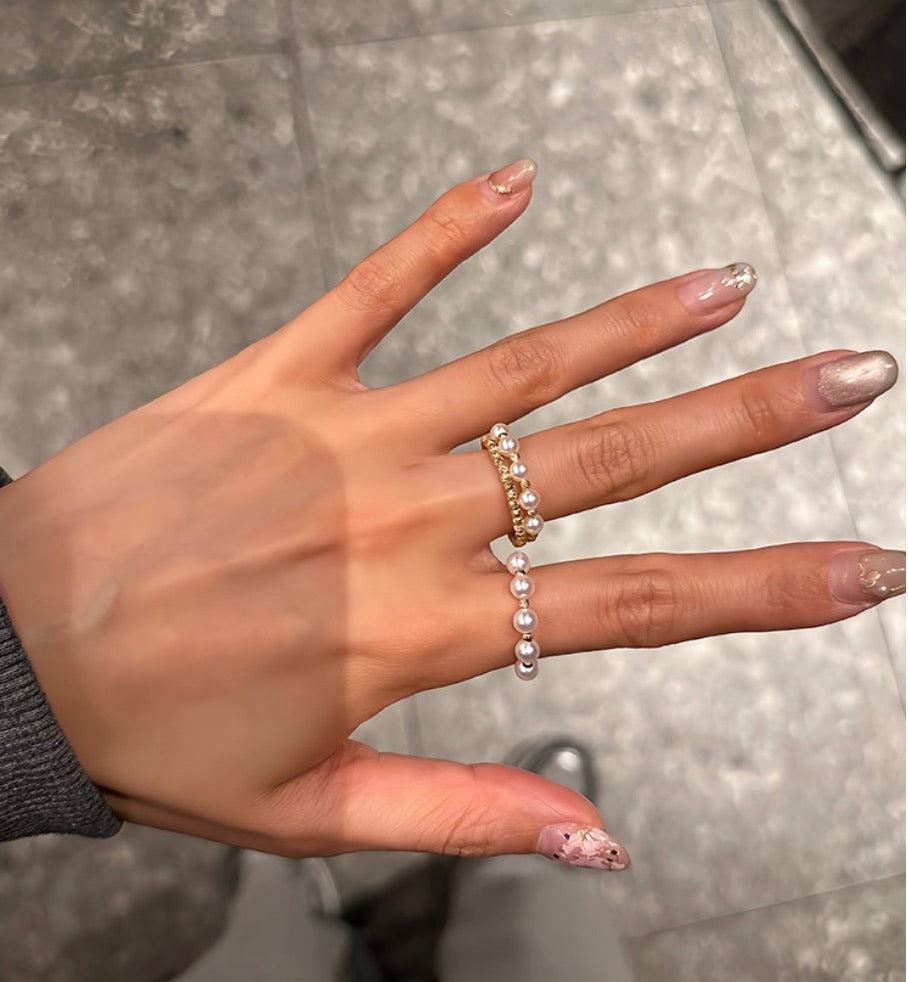 18k yellow gold akoya pearl wired ring