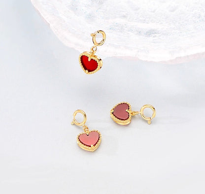 K18YG レッドカーネリアン 引き輪 ヒキワ ハート イエローゴールド 18K ジュエリーパーツ チャーム パーツ エンドパーツ ネックレスパーツ