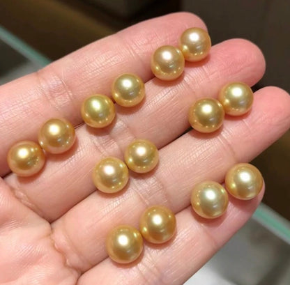K18YG ゴールデンパール 9-10mm~ 南洋真珠 18K イエローゴールド ゴールドパール ピアス スタッドピアス 一粒