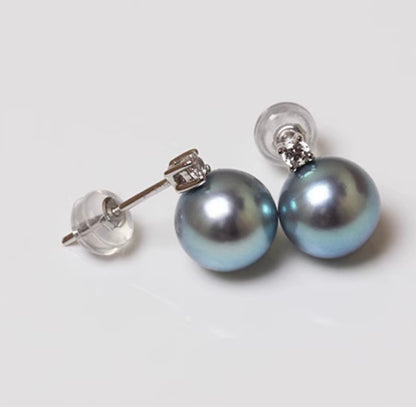 K18YG WG 真麻多真珠 グレーパール ピアス 灰色 18K イエローゴールド ホワイトゴールド 灰色アコヤ 灰色あこや 真麻多