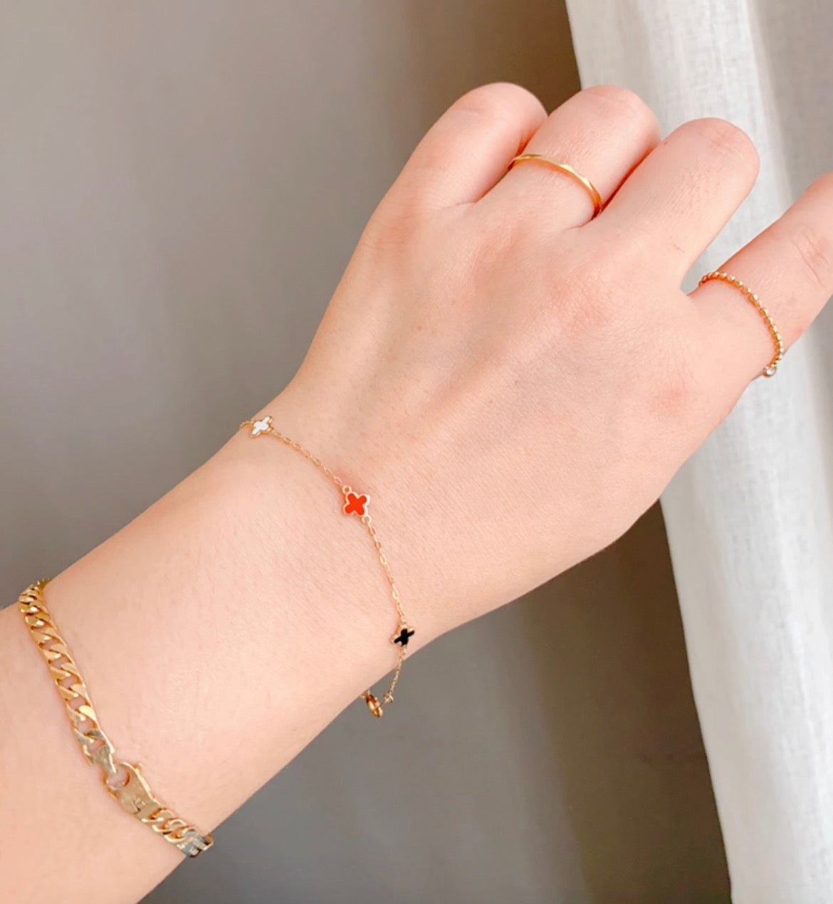 14k clover charm station bracelet