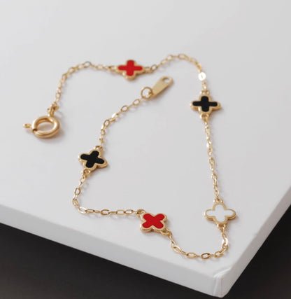 14k clover charm station bracelet