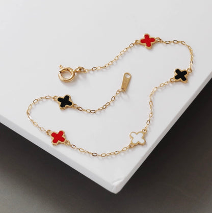 14k clover charm station bracelet