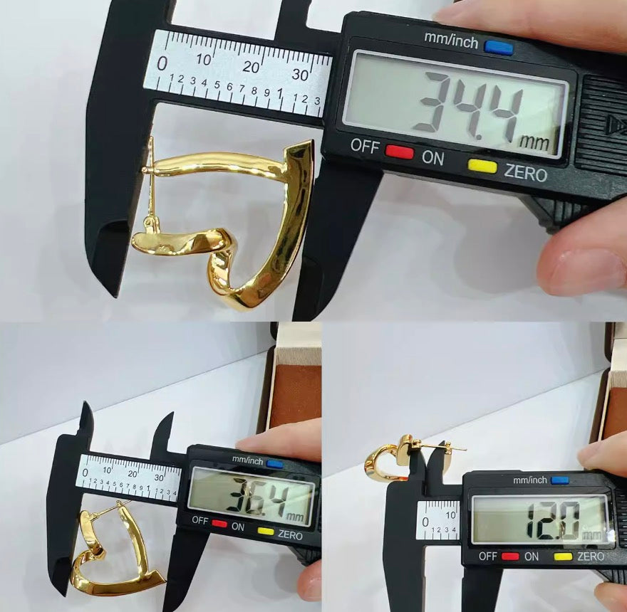 K18YG ピアス フープピアス ハート ツイスト 中空 18k YG 大ぶり 大きい ハートピアス イエローゴールド 中空ピアス