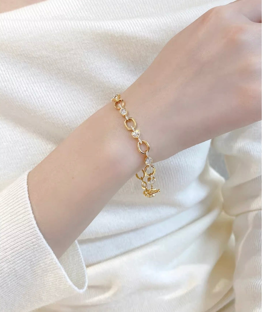 K18YG オーバル ダイヤモンド ブレスレット