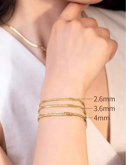 K18YG 喜平ブレスレット 【2.6mm】喜平チェーン 18K レディース シンプル 細め 華奢 YG イエローゴールド ブレス 喜平 ブレスレット