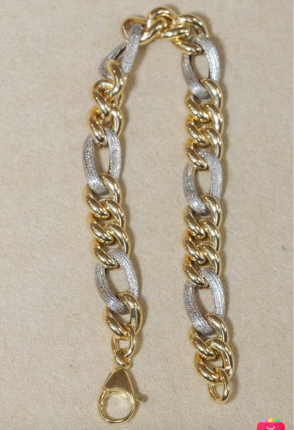 K18YG WG 喜平チェーン オーバル ツイスト ブレスレット 太め 18K メンズ レディース ミックスチェーン イエローゴールド ホワイトゴールド