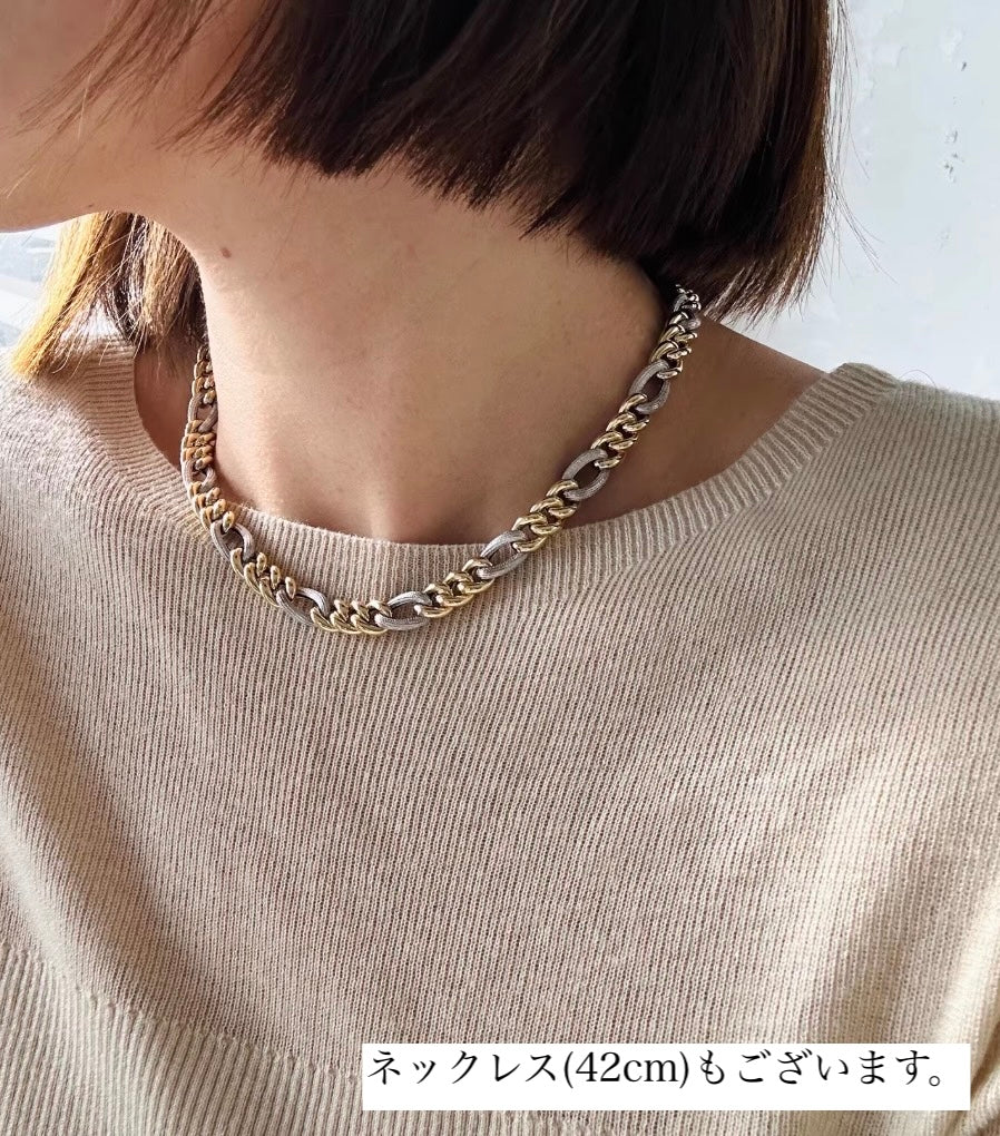 K18YG WG 喜平チェーン オーバル ツイスト ブレスレット 太め 18K メンズ レディース ミックスチェーン イエローゴールド ホワイトゴールド