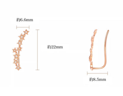K18YG WG PG シングルピアス ダイヤモンド 18K イヤーカフ ピアス フックピアス 星 スター YG イエローゴールド ダイヤ ホワイトゴールド