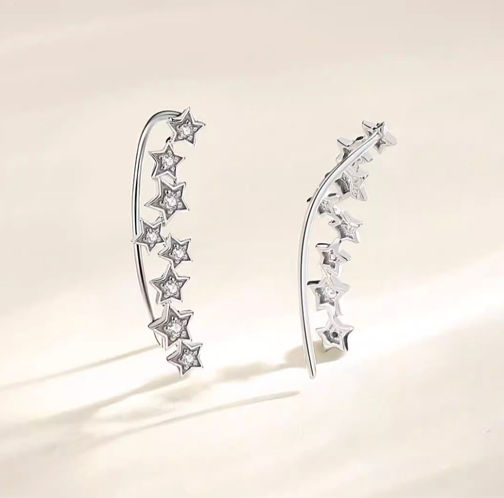 K18YG WG PG シングルピアス ダイヤモンド 18K イヤーカフ ピアス フックピアス 星 スター YG イエローゴールド ダイヤ ホワイトゴールド