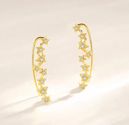 K18YG WG PG シングルピアス ダイヤモンド 18K イヤーカフ ピアス フックピアス 星 スター YG イエローゴールド ダイヤ ホワイトゴールド