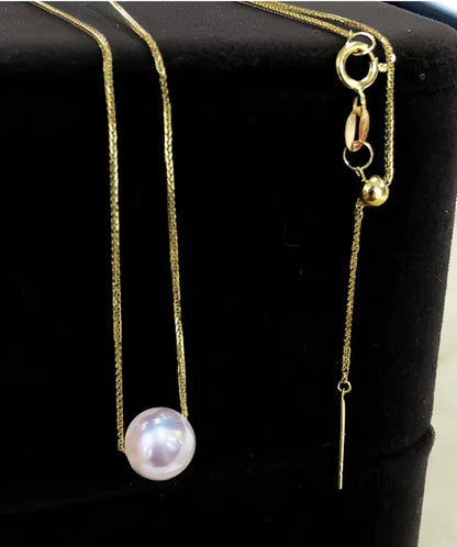 K18YG あこや真珠 ゴールデンパール ネックレス 2way ツインパール ペンダント 双子 スルー 18K ベネチアンチェーン ボックスチェーン