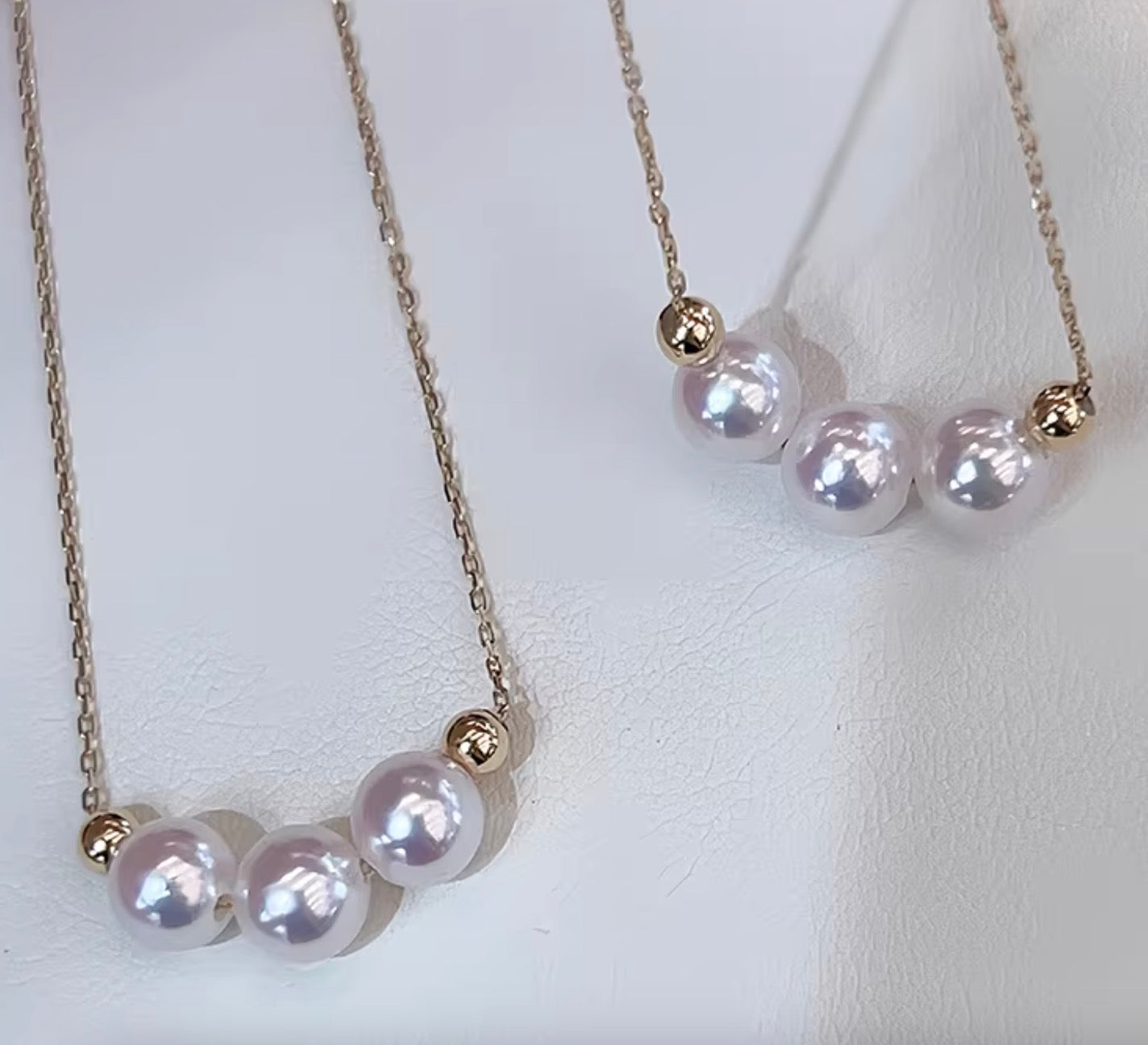 K18YG あこや真珠 スマイルネックレス 18K YG ペンダント 3珠 3粒 3玉 akoya pearl アコヤ ネックレス スマイル 小粒 パール アコヤ真珠