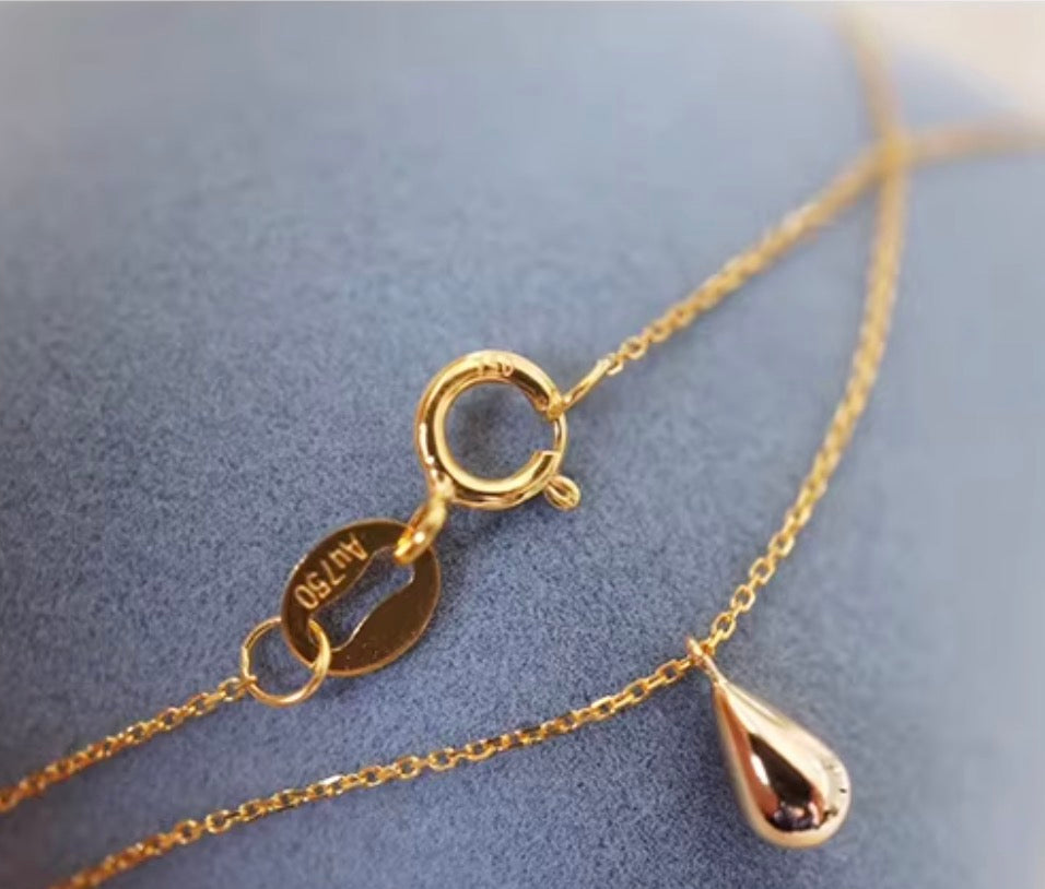 K18YG ティアドロップ ネックレス ペンダント 小ぶり シンプル 小さめ 雫 18k ペンダント