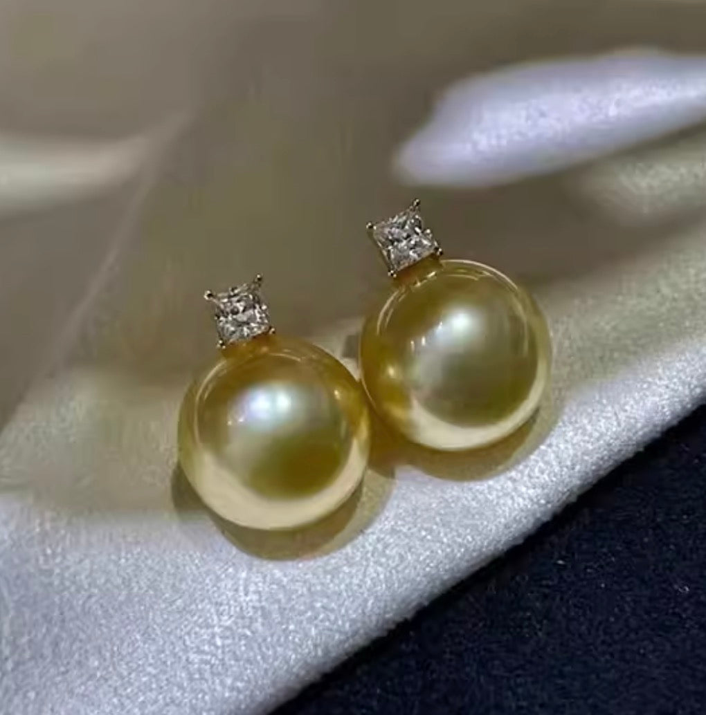 K18YG ゴールデンパール 南洋真珠 18K イエローゴールド ゴールドパール ピアス スタッドピアス 一粒