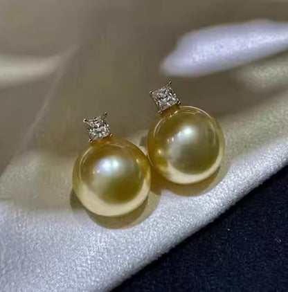 K18YG ゴールデンパール 南洋真珠 18K イエローゴールド ゴールドパール ピアス スタッドピアス 一粒