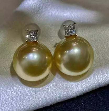 K18YG ゴールデンパール 南洋真珠 18K イエローゴールド ゴールドパール ピアス スタッドピアス 一粒