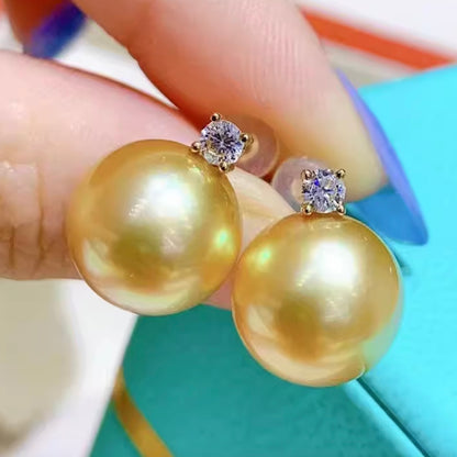 K18YG ゴールデンパール 南洋真珠 18K イエローゴールド ゴールドパール ピアス スタッドピアス 一粒