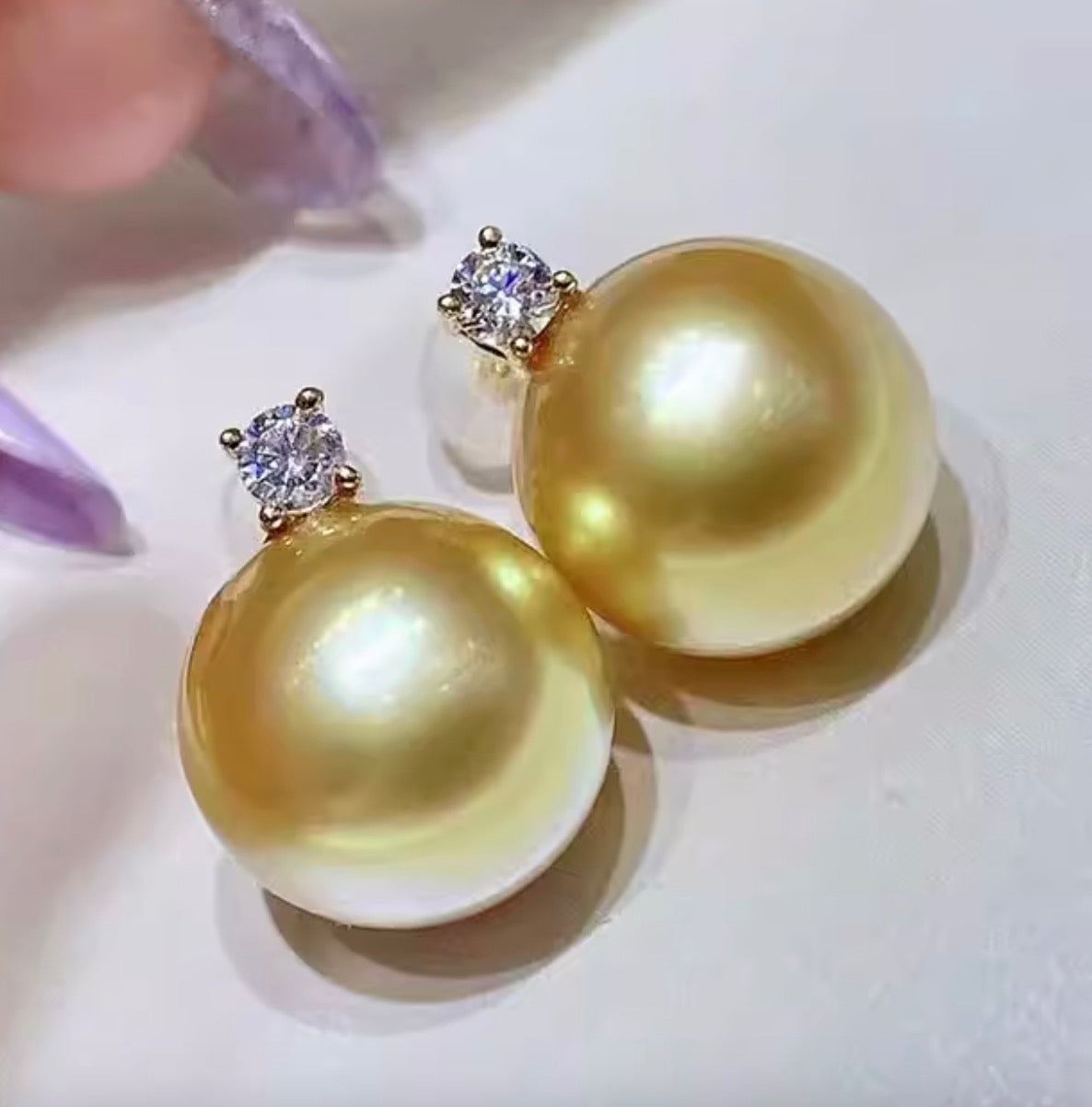 K18YG ゴールデンパール 南洋真珠 18K イエローゴールド ゴールドパール ピアス スタッドピアス 一粒