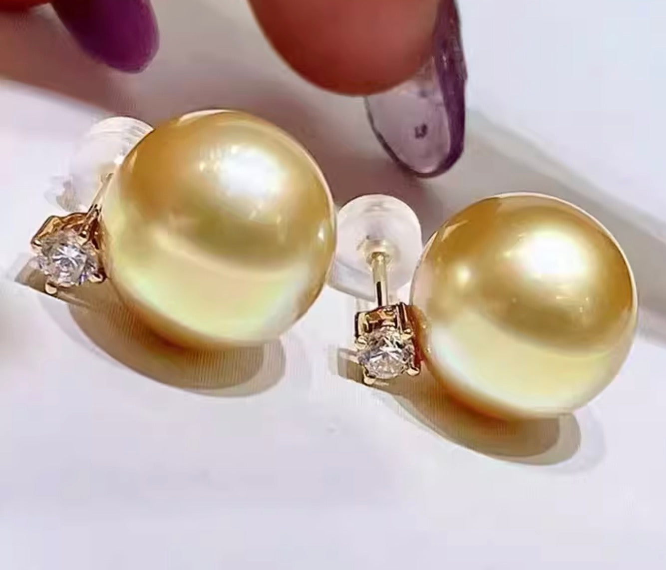 K18YG ゴールデンパール 南洋真珠 18K イエローゴールド ゴールドパール ピアス スタッドピアス 一粒