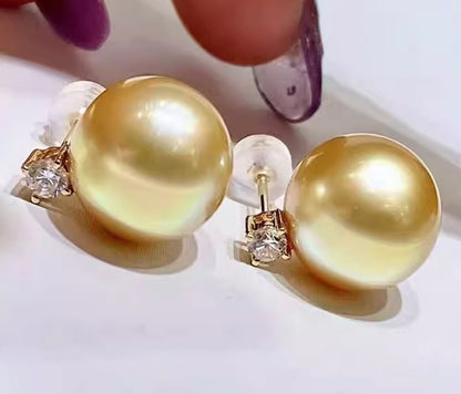 K18YG ゴールデンパール 南洋真珠 18K イエローゴールド ゴールドパール ピアス スタッドピアス 一粒