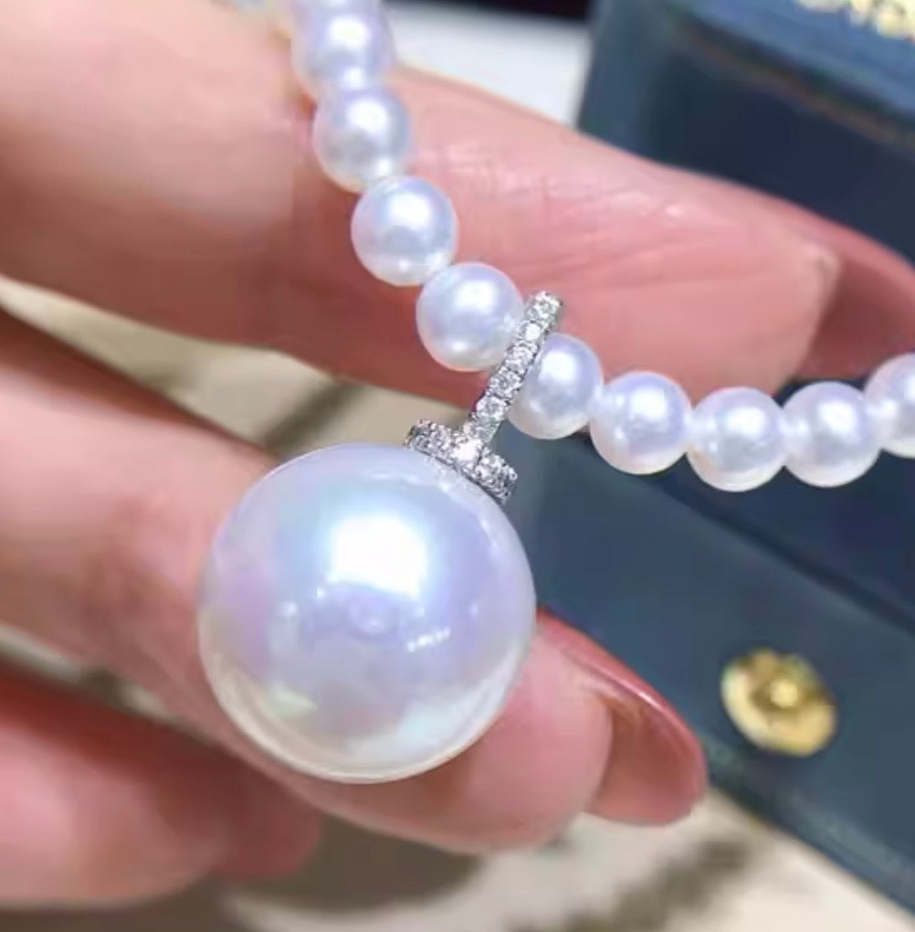 K18WG エジソンパール 淡水真珠 ペンダント ネックレス チャーム バチカン 開口 ホワイトパール ホワイトゴールド