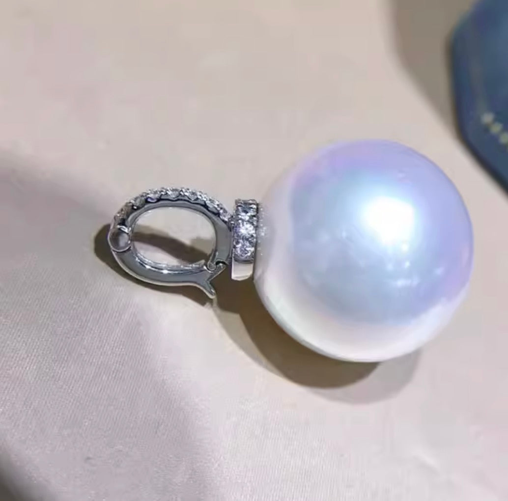 K18WG エジソンパール 淡水真珠 ペンダント ネックレス チャーム バチカン 開口 ホワイトパール ホワイトゴールド