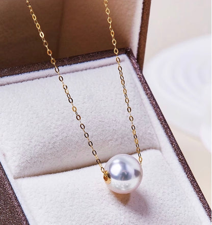 K18YG 白蝶真珠 オーストラリア産 ホワイトパール 一粒ペンダント スルーネックレス イエローゴールド 18k white pearl pendant