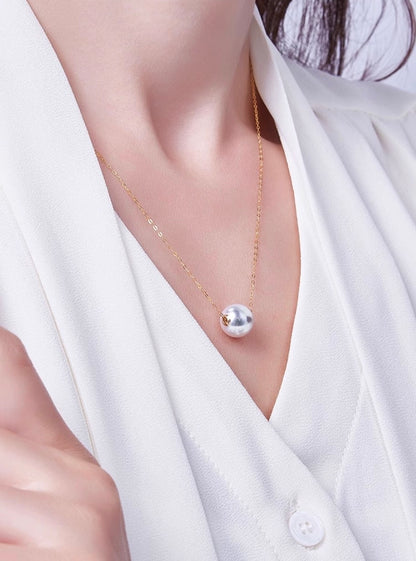 K18YG 白蝶真珠 オーストラリア産 ホワイトパール 一粒ペンダント スルーネックレス イエローゴールド 18k white pearl pendant