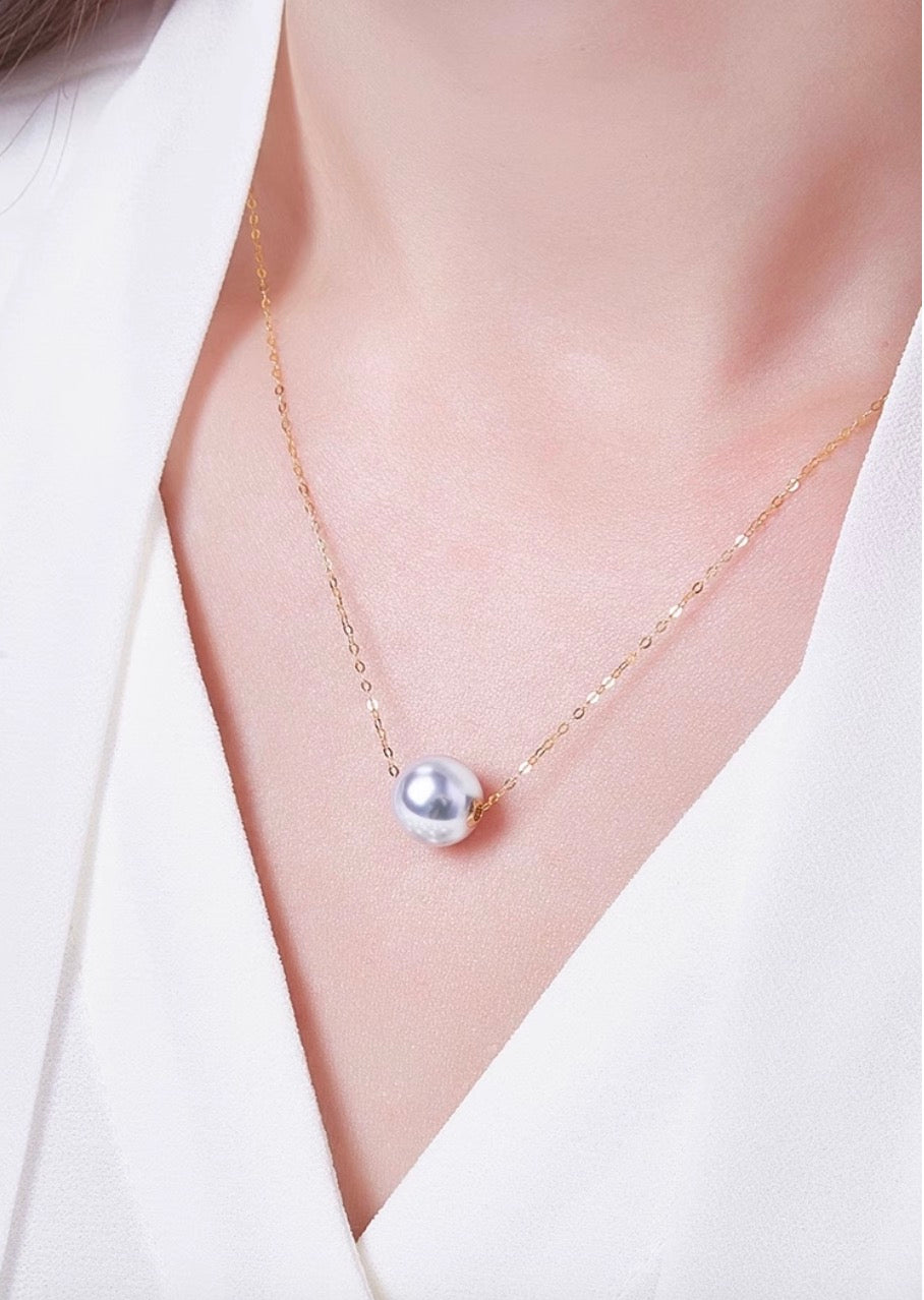 K18YG 白蝶真珠 オーストラリア産 ホワイトパール 一粒ペンダント スルーネックレス イエローゴールド 18k white pearl pendant