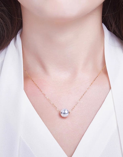 K18YG 白蝶真珠 オーストラリア産 ホワイトパール 一粒ペンダント スルーネックレス イエローゴールド 18k white pearl pendant