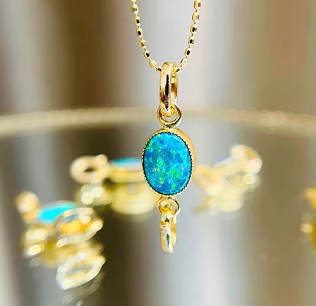 K18YG ブラックオパール クラスプ パーツ ダイヤモンド チャーム ダイヤ 18K チェーンパーツ ペンダントパーツ オパール K18 YG オーバル