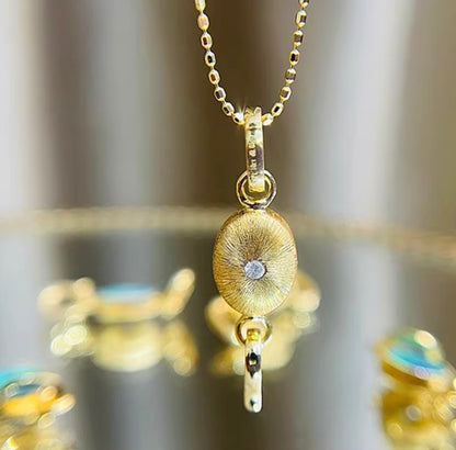 K18YG ブラックオパール クラスプ パーツ ダイヤモンド チャーム ダイヤ 18K チェーンパーツ ペンダントパーツ オパール K18 YG オーバル