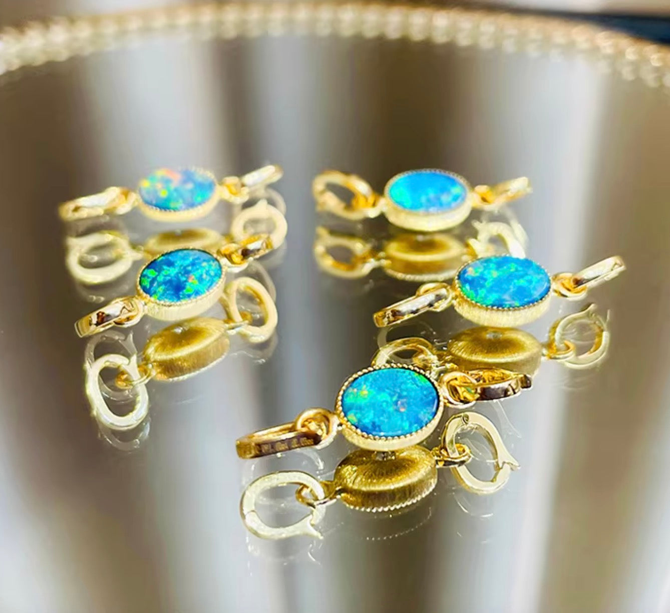 K18YG ブラックオパール クラスプ パーツ ダイヤモンド チャーム ダイヤ 18K チェーンパーツ ペンダントパーツ オパール K18 YG オーバル